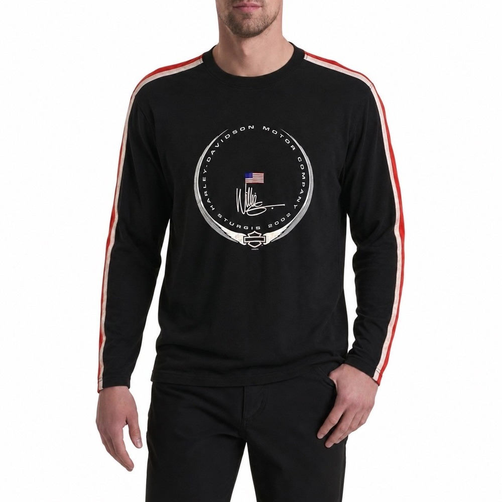 Harley Davidson Motorcycles Black Sturgis 2002 Long sleeve Crew Neck Shirt